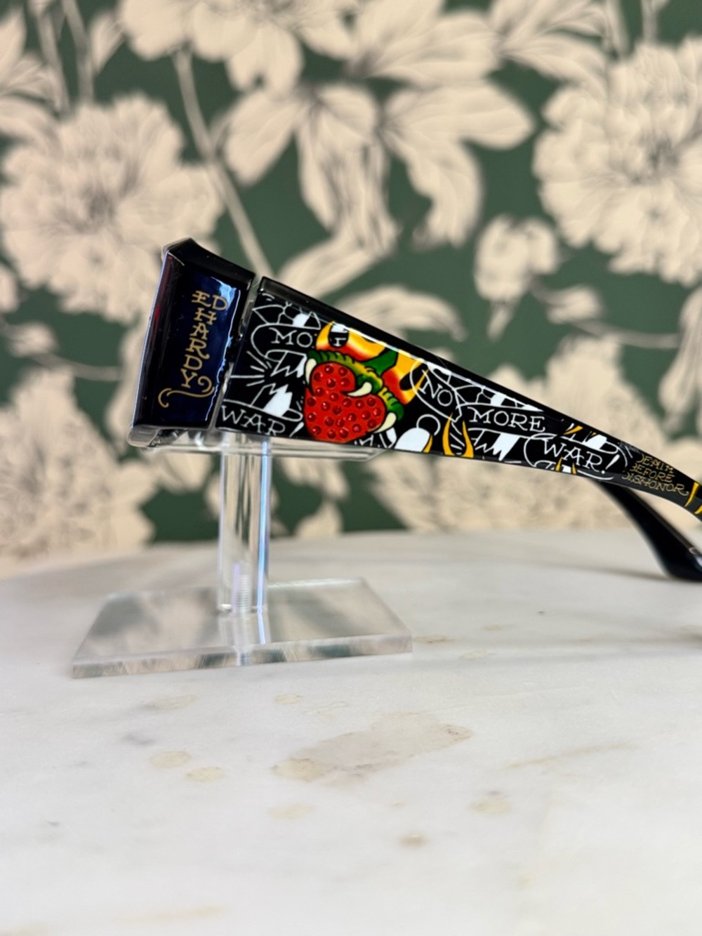 Ed Hardy Black Sunglasses with Branded Temples NWT